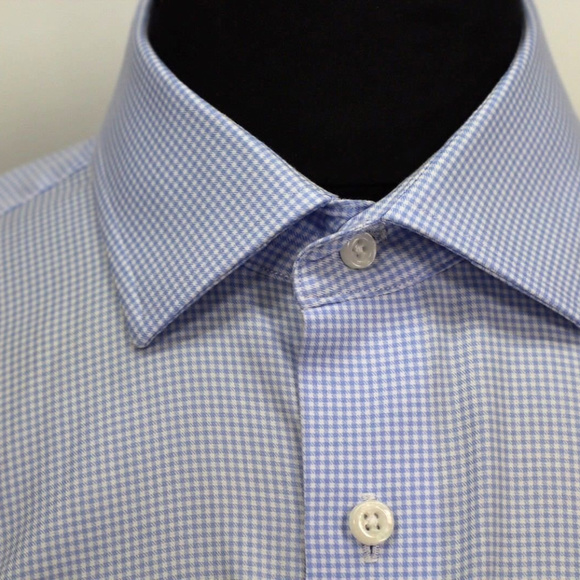 Proper Shirtings Slim Fit Two Ply Blue Check Shirt - Picture 3 of 8